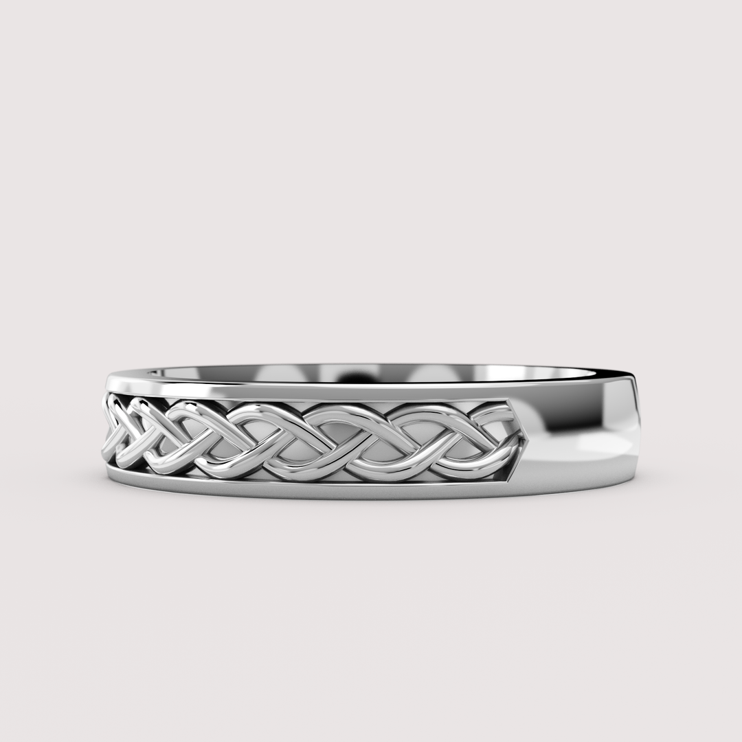 Aiden - Celtic-inspired Twist Pattern Unisex Matching Wedding Ring Set