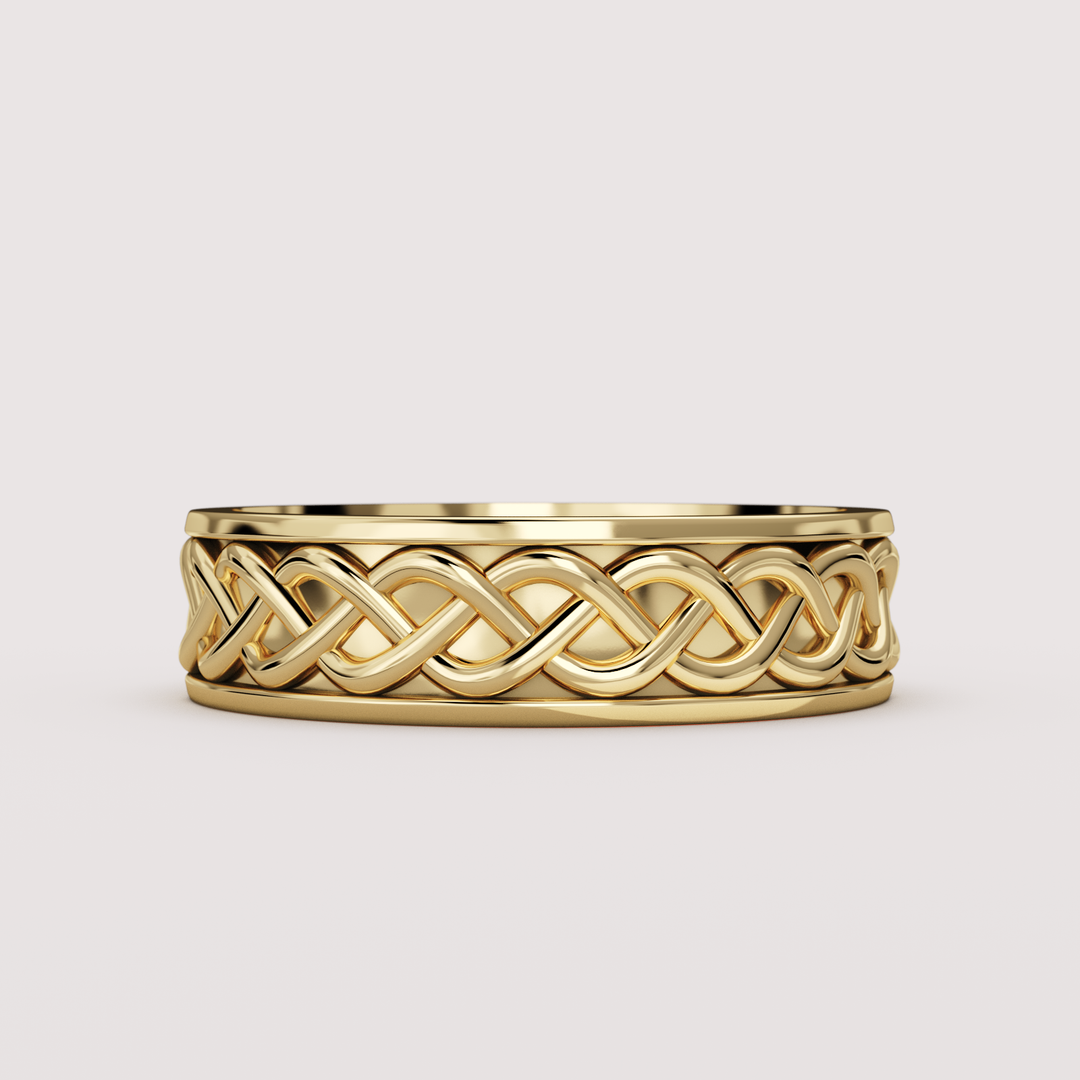 Aiden - Celtic-inspired Twist Pattern Unisex Matching Wedding Ring Set