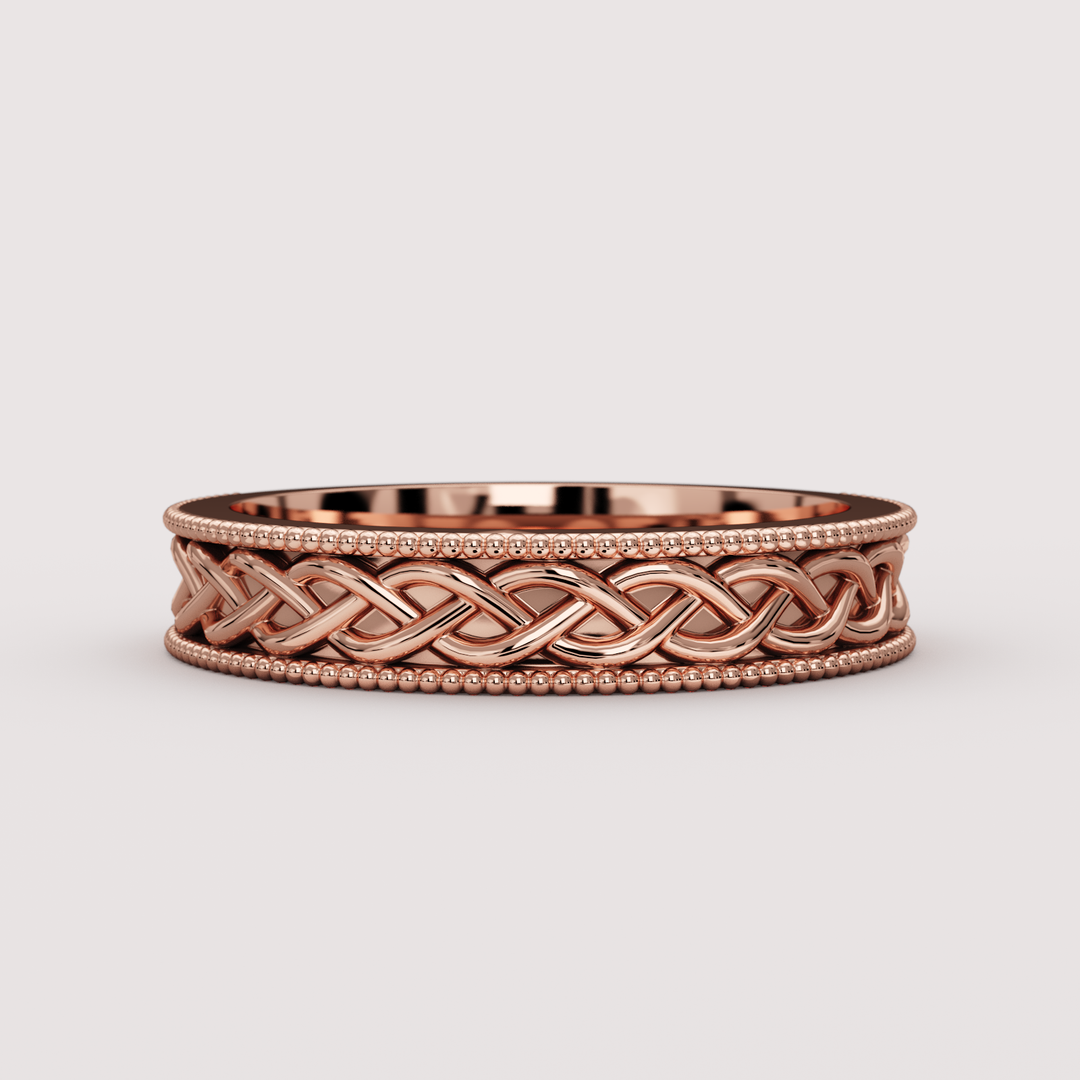 Aiden - Celtic-inspired Twist Pattern Unisex Matching Wedding Ring Set Wedding Rings - Made-to-Order