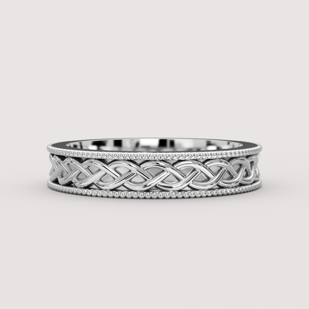Aiden - Celtic-inspired Twist Pattern Unisex Matching Wedding Ring Set Wedding Rings - Made-to-Order