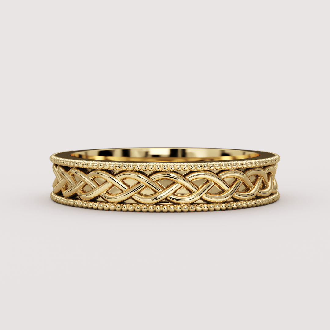 Aiden - Celtic-inspired Twist Pattern Unisex Matching Wedding Ring Set Wedding Rings - Made-to-Order