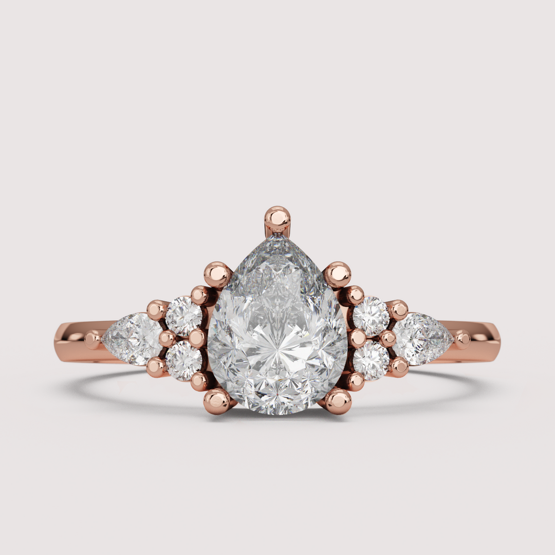 Alana - Pear Cut Floral Cluster Engagement Ring Setting