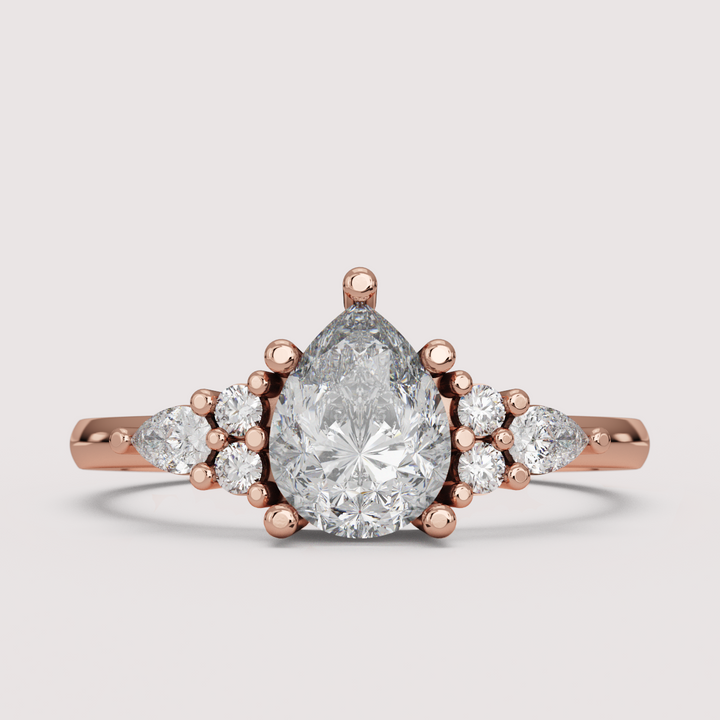 Alana - Pear Cut Floral Cluster Engagement Ring Setting