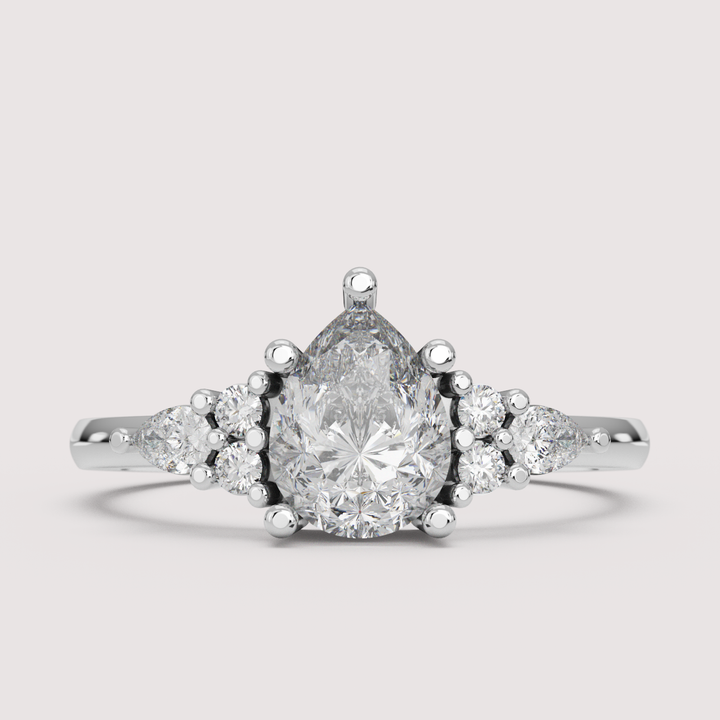 Alana - Pear Cut Floral Cluster Engagement Ring Setting