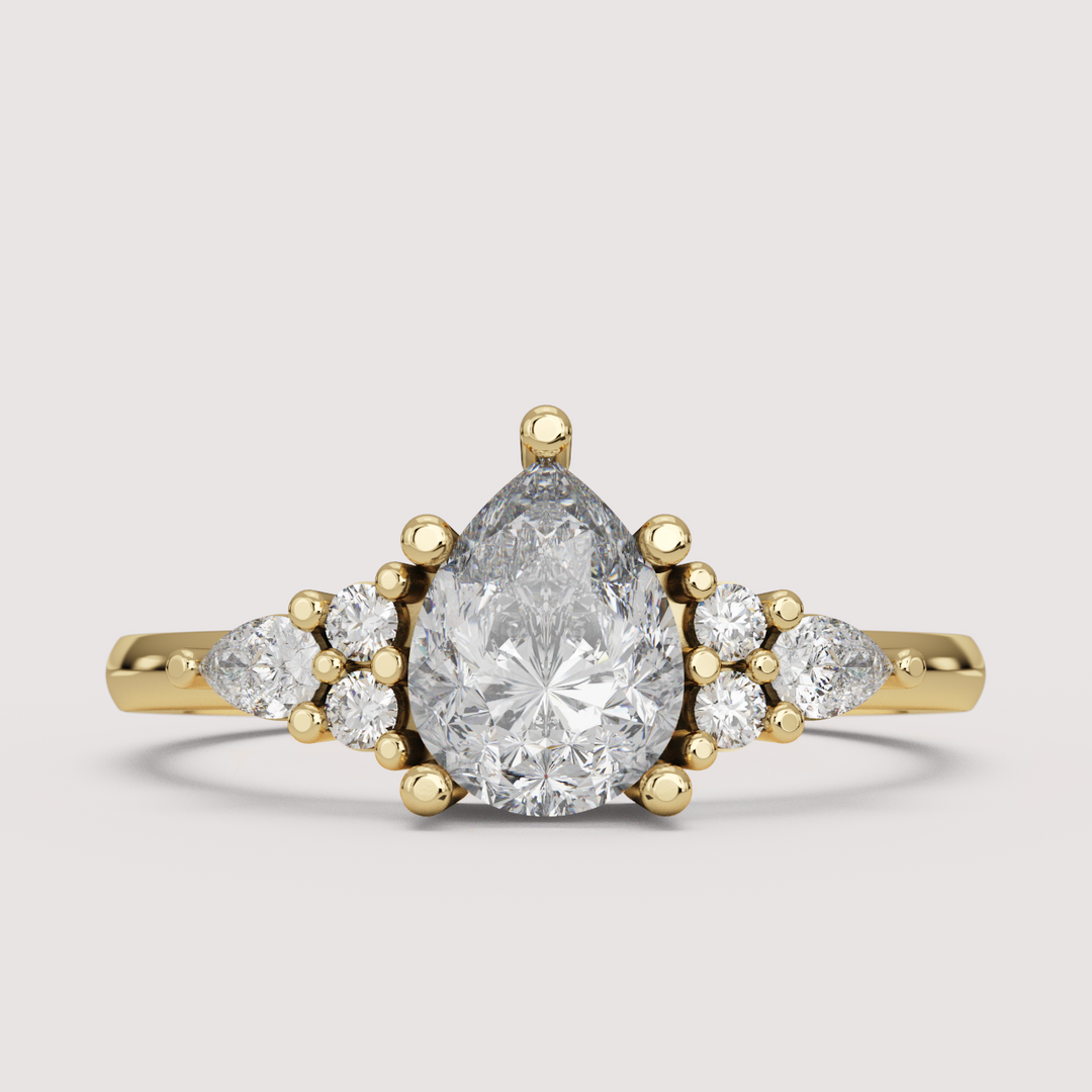 Alana - Pear Cut Floral Cluster Engagement Ring Setting