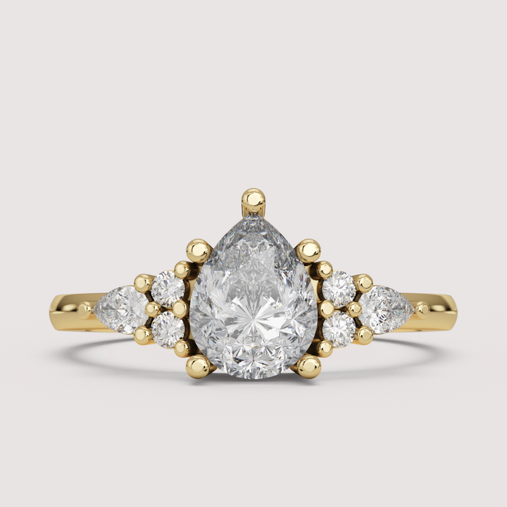 Alana - Pear Cut Floral Cluster Engagement Ring Setting