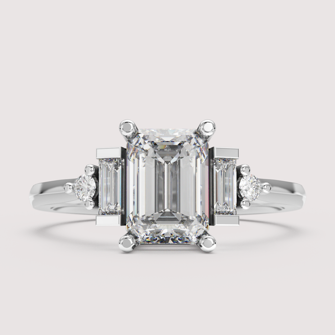 Amber - Emerald Cut Lab Grown Diamond Art Deco Made-to-Order Engagement Ring Engagement Rings - Made-to-Order