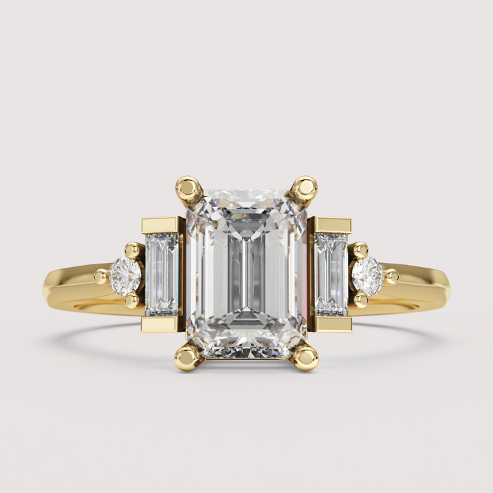Amber - Emerald Cut Lab Grown Diamond Art Deco Made-to-Order Engagement Ring Engagement Rings - Made-to-Order