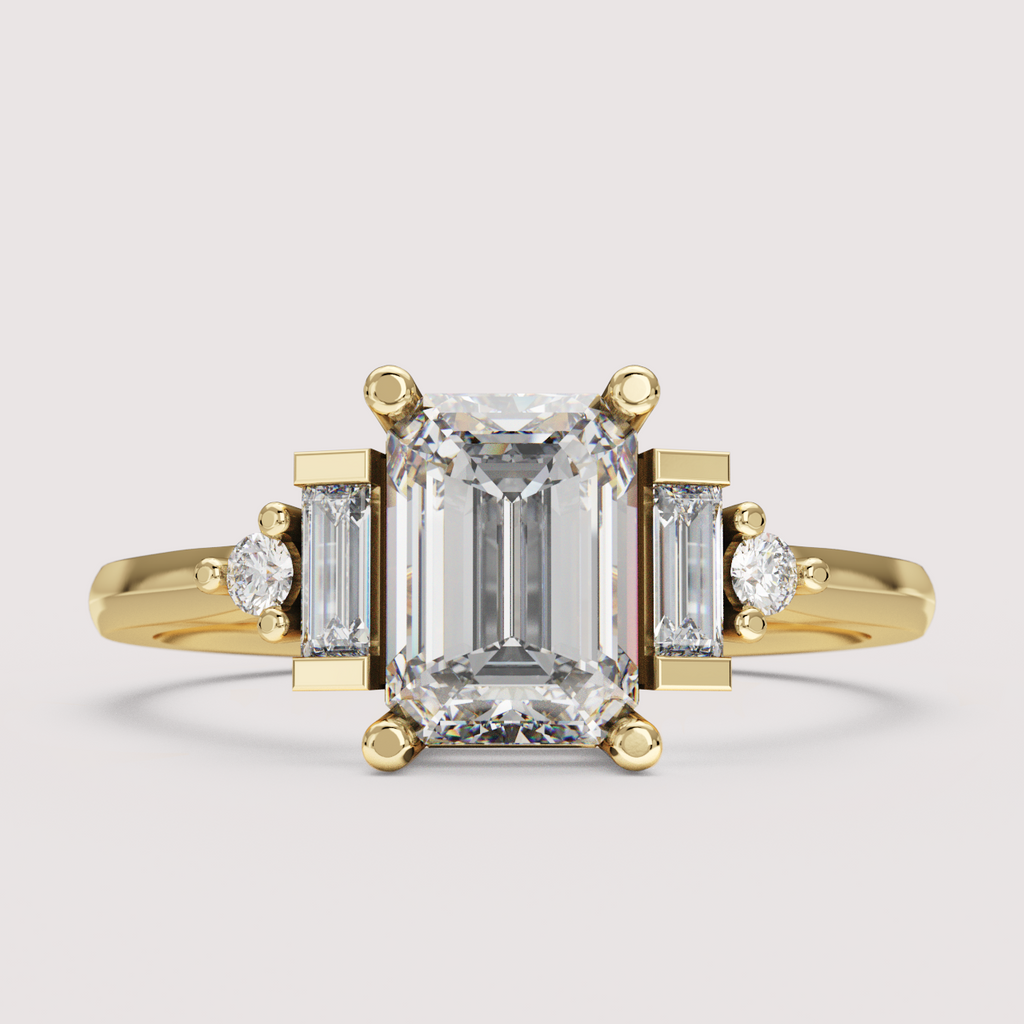 Amber - Emerald Cut Lab Grown Diamond Art Deco Made-to-Order Engagement Ring Engagement Rings - Made-to-Order