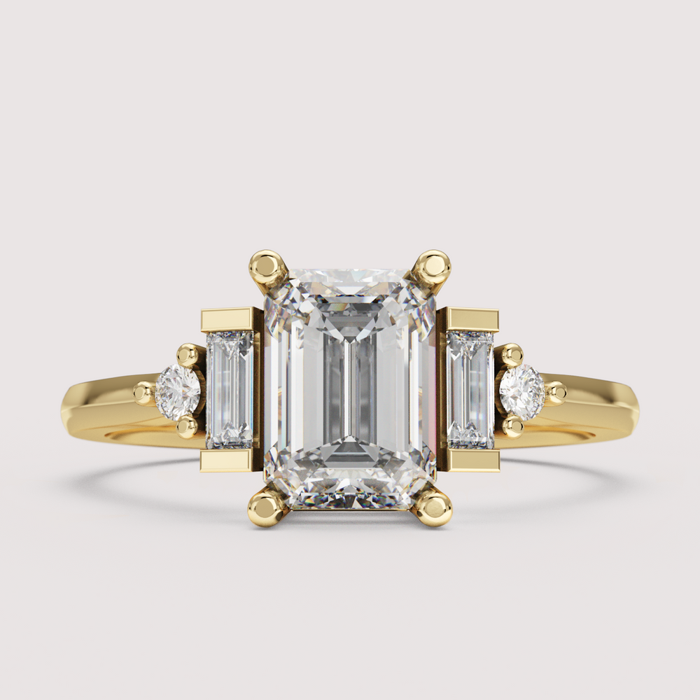 Andie - Emerald Cut Art Deco Engagement Ring Setting