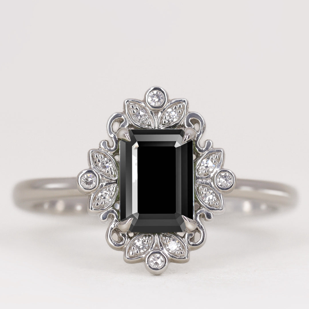 Annette - Green Tourmaline Floral Halo Ring - Ready-To-Set