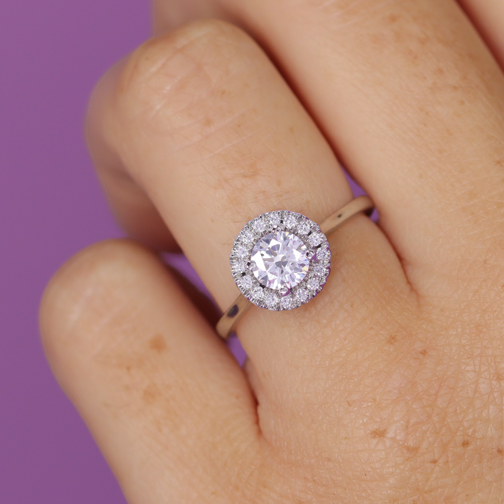 April diamond halo engagement ring