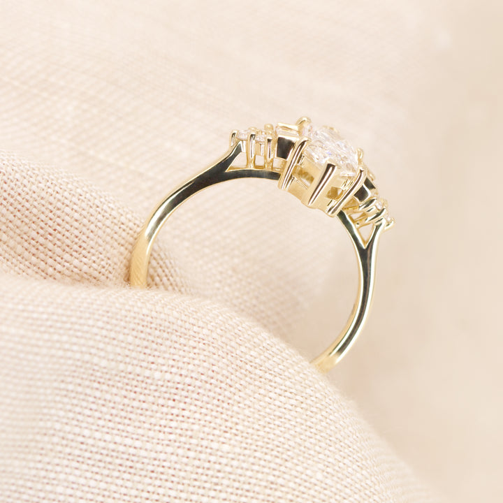 Arden - Dutch Marquise Hexagon Lab Grown Diamond Art Deco Engagement Ring - Ready-to-Wear Engagement Rings - Ready-to-Ship