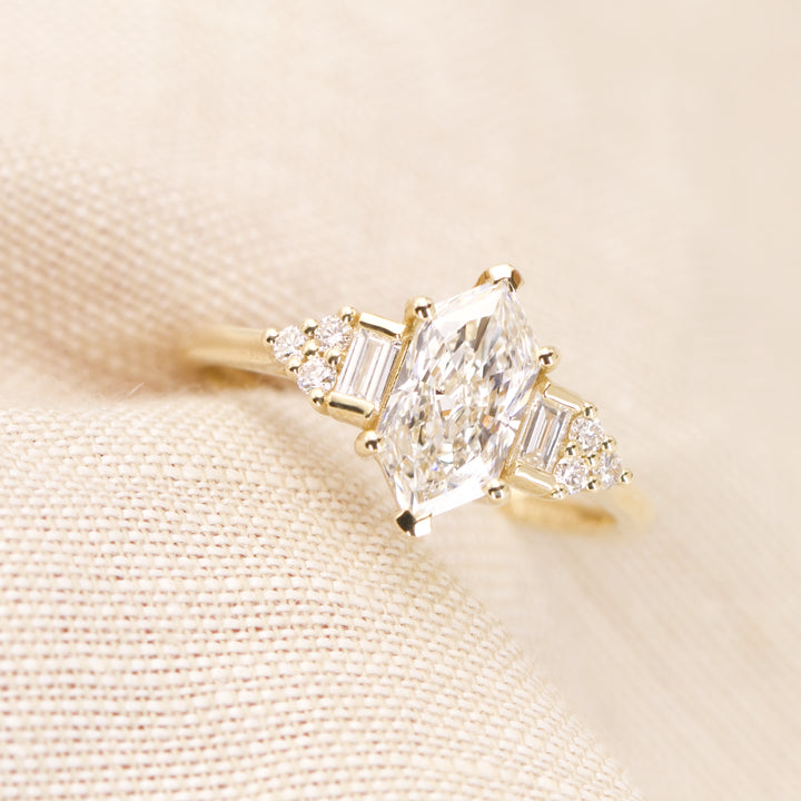 Arden - Dutch Marquise Hexagon Lab Grown Diamond Art Deco Engagement Ring - Ready-to-Wear Engagement Rings - Ready-to-Ship