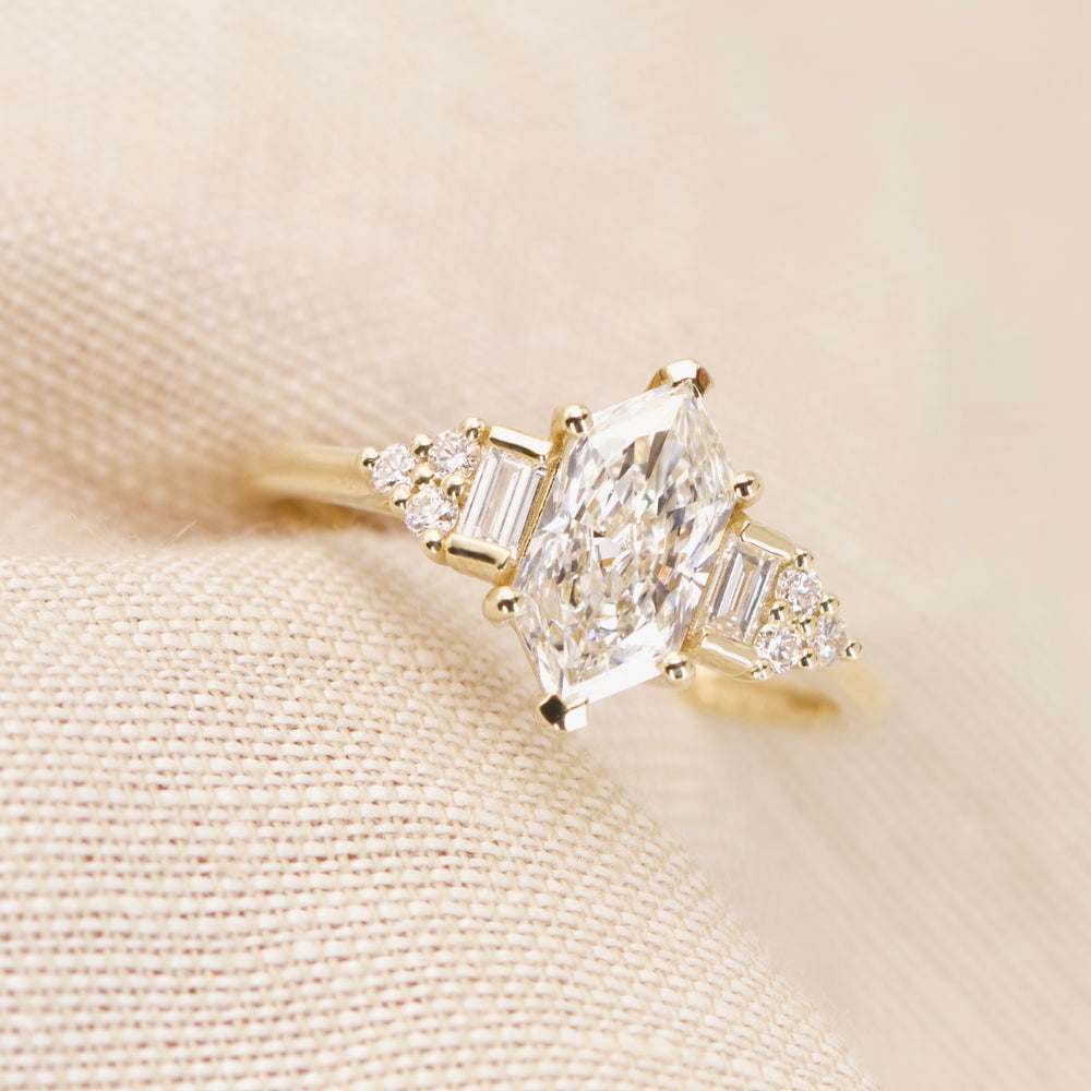 Arden - Dutch Marquise Hexagon Lab Grown Diamond Art Deco Engagement Ring - Ready-to-Wear Engagement Rings - Ready-to-Ship