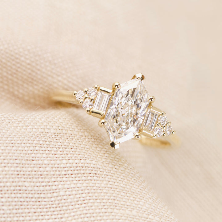 Arden - Dutch Marquise Hexagon Lab Grown Diamond Art Deco Engagement Ring - Ready-to-Wear Engagement Rings - Ready-to-Ship