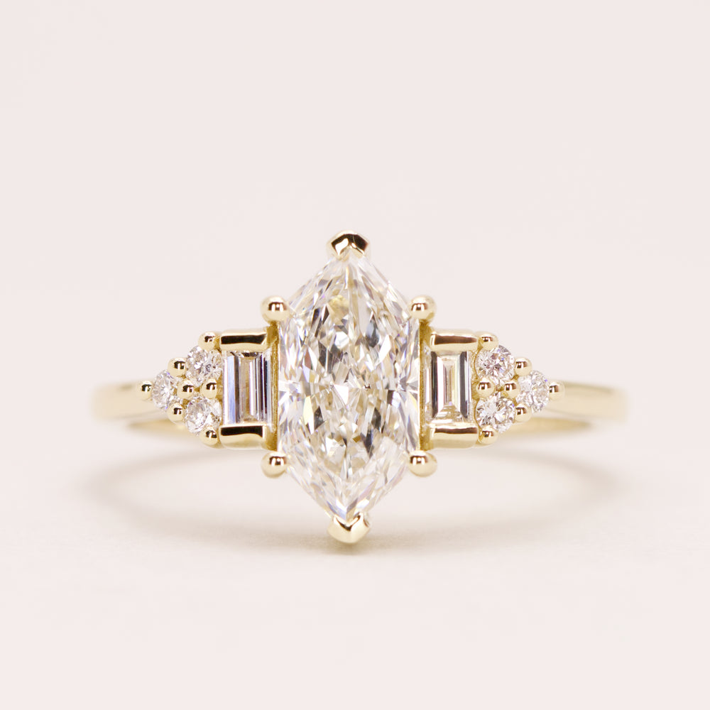 Arden - Dutch Marquise Hexagon Lab Grown Diamond Art Deco Engagement Ring - Ready-to-Wear Engagement Rings - Ready-to-Ship