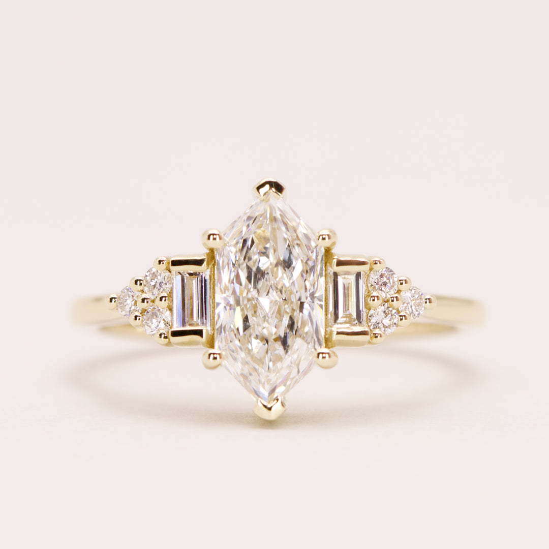 Arden - Dutch Marquise Hexagon Lab Grown Diamond Art Deco Engagement Ring - Ready-to-Wear Engagement Rings - Ready-to-Ship