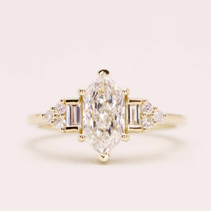 Arden - Dutch Marquise Hexagon Lab Grown Diamond Art Deco Engagement Ring - Ready-to-Wear Engagement Rings - Ready-to-Ship
