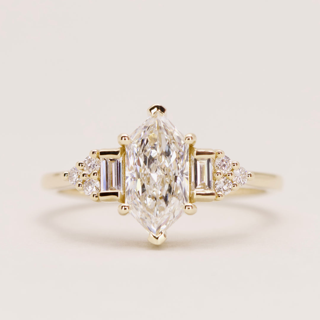 Arden - Dutch Marquise Hexagon Lab Grown Diamond Art Deco Engagement Ring - Ready-to-Wear Engagement Rings - Ready-to-Ship
