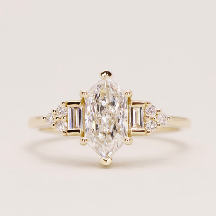 Arden - Dutch Marquise Hexagon Lab Grown Diamond Art Deco Engagement Ring - Ready-to-Wear Engagement Rings - Ready-to-Ship