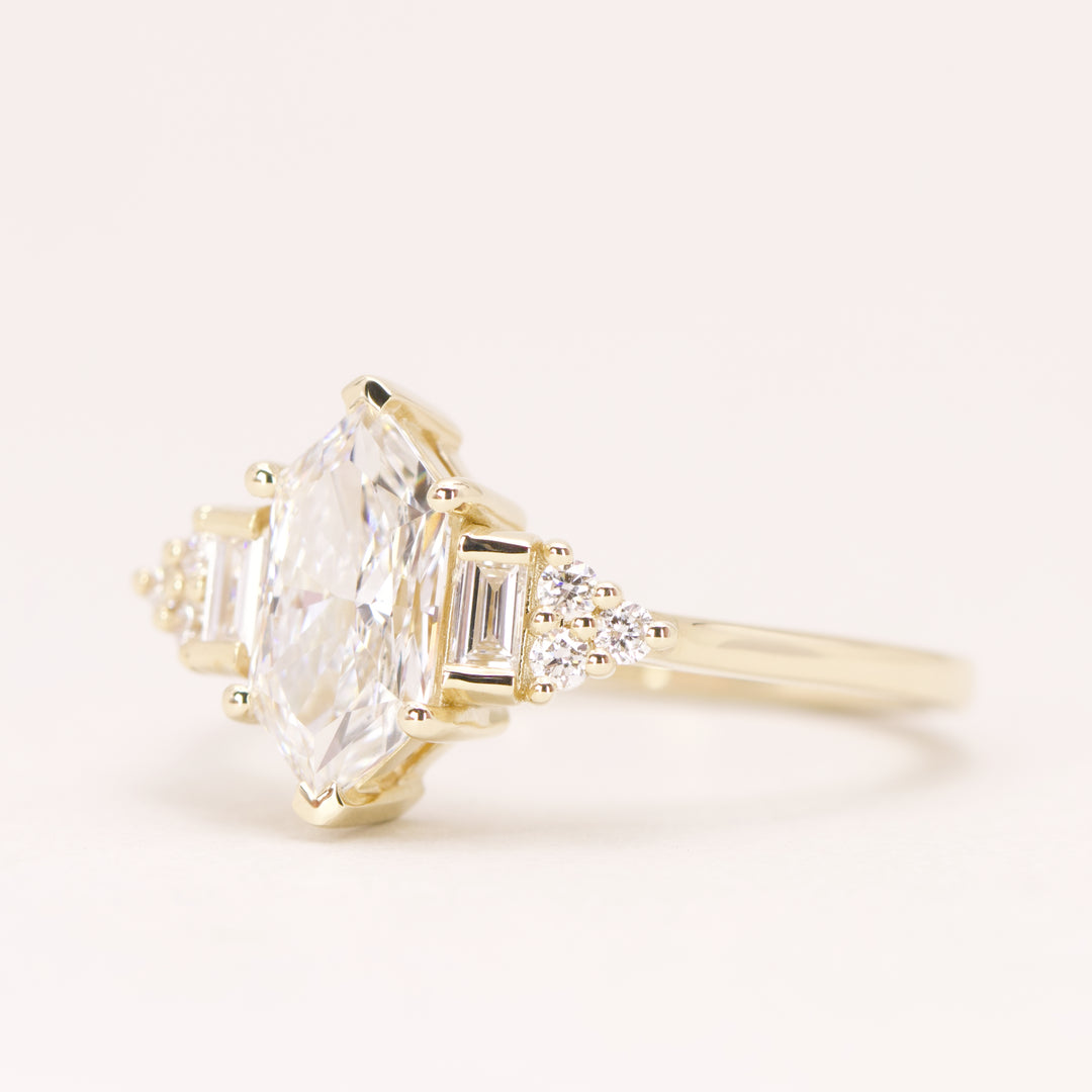 Arden - Dutch Marquise Hexagon Lab Grown Diamond Art Deco Engagement Ring - Ready-to-Wear Engagement Rings - Ready-to-Ship