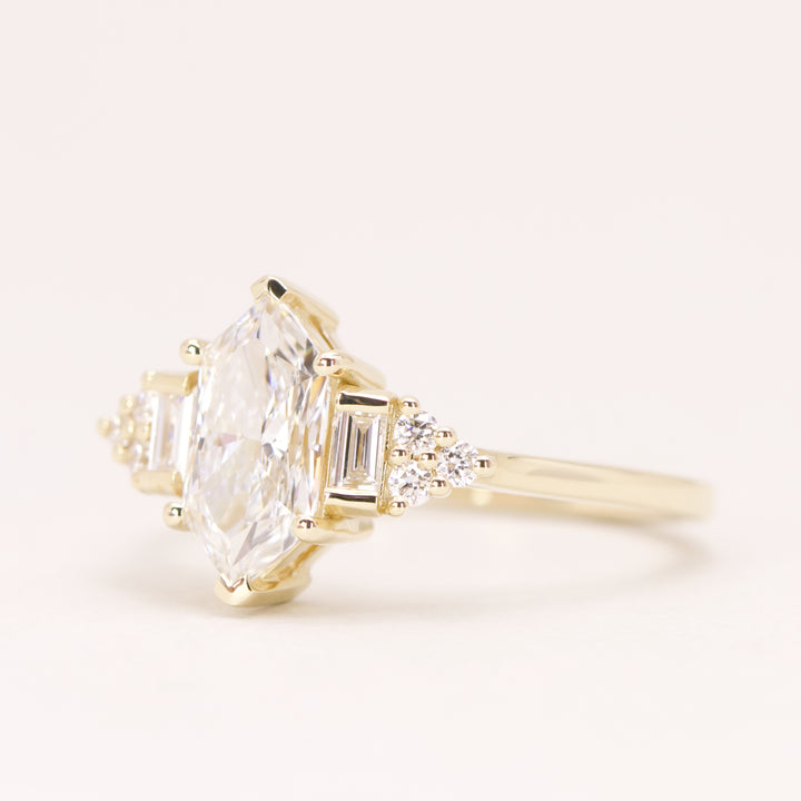 Arden - Dutch Marquise Hexagon Lab Grown Diamond Art Deco Engagement Ring - Ready-to-Wear Engagement Rings - Ready-to-Ship