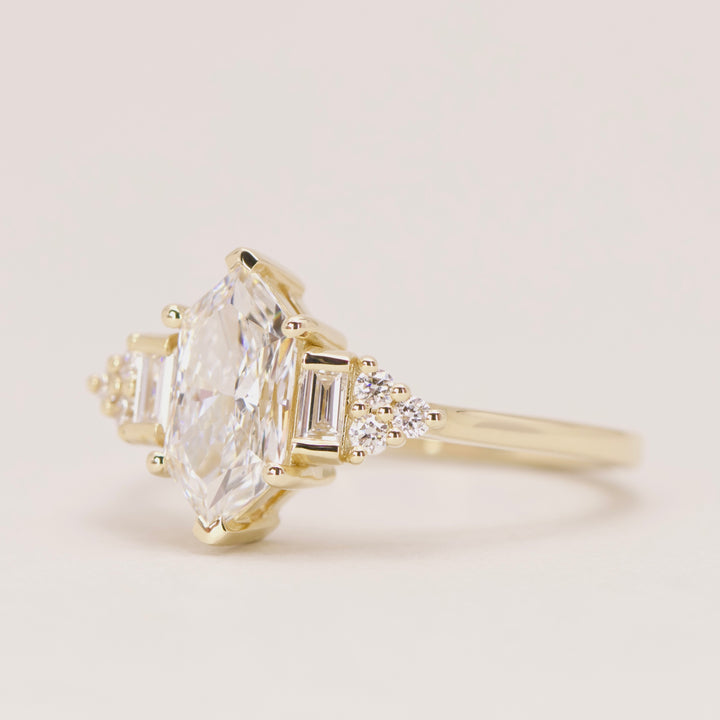 Arden - Dutch Marquise Hexagon Lab Grown Diamond Art Deco Engagement Ring - Ready-to-Wear Engagement Rings - Ready-to-Ship