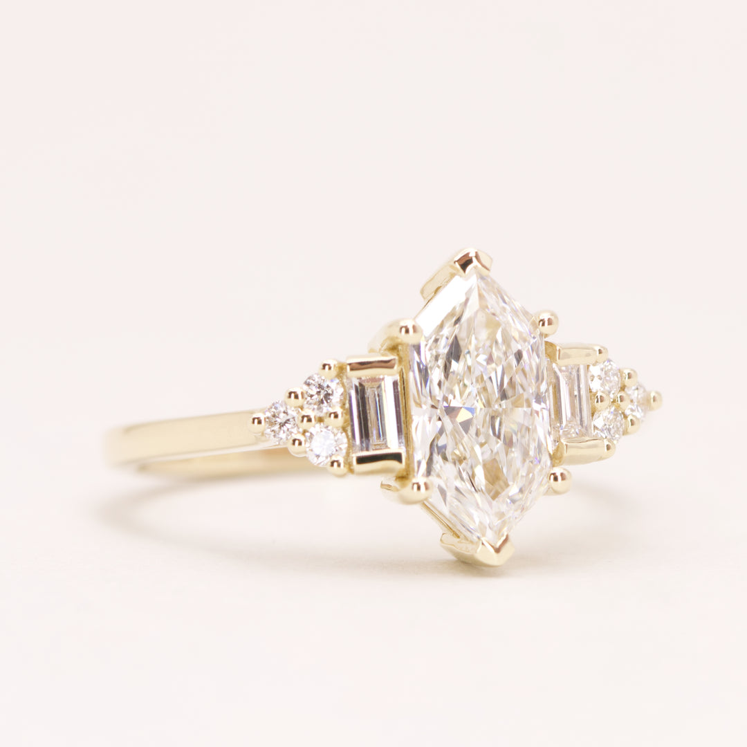Arden - Dutch Marquise Hexagon Lab Grown Diamond Art Deco Engagement Ring - Ready-to-Wear Engagement Rings - Ready-to-Ship