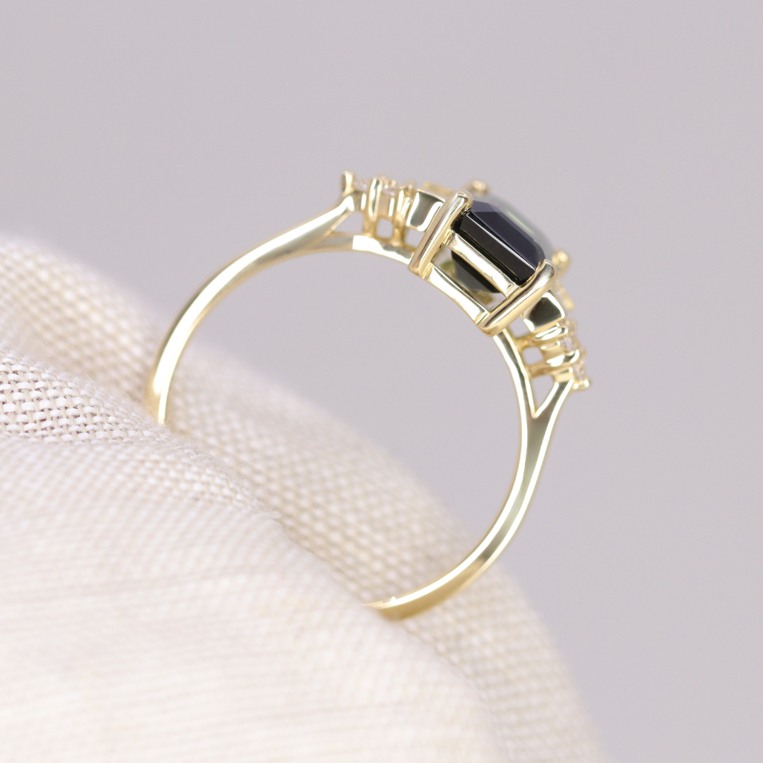 Arden - Emerald Cut Green Tourmaline Art Deco Engagement Ring - Ready-to-Wear Engagement Rings - Ready-to-Ship