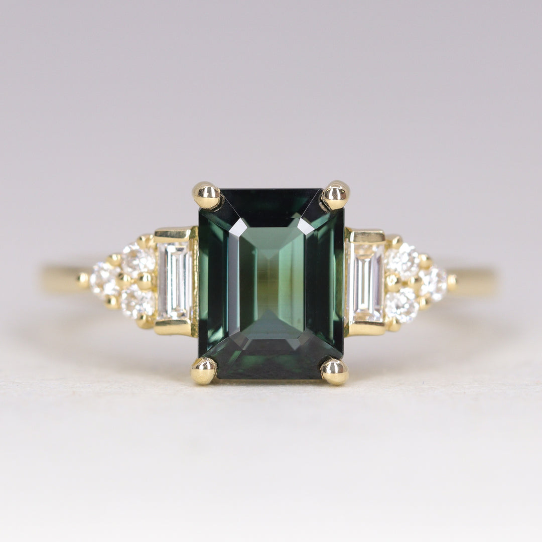 Arden - Emerald Cut Green Tourmaline Art Deco Engagement Ring - Ready-to-Wear Engagement Rings - Ready-to-Ship