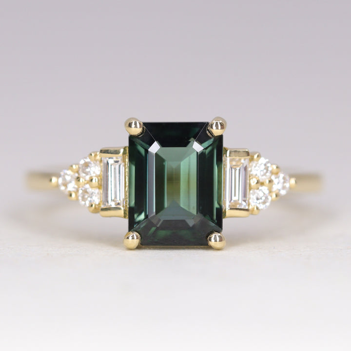 Arden - Emerald Cut Green Tourmaline Art Deco Engagement Ring - Ready-to-Wear Engagement Rings - Ready-to-Ship