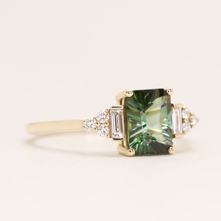 Arden - Pre-Owned - Optix Green Tourmaline Art Deco Engagement Ring - Ready-to-Wear Engagement Rings - Ready-to-Ship