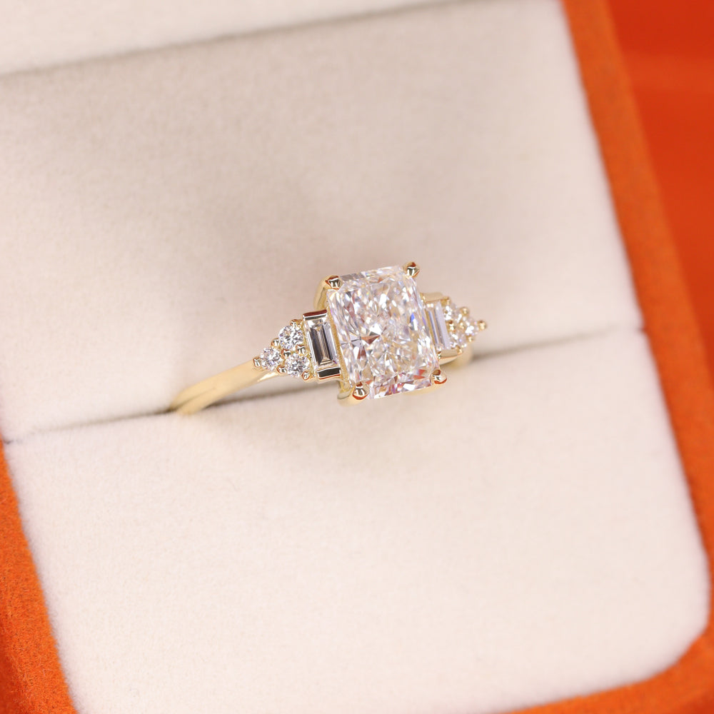 Arden - Radiant Cut Lab Grown Diamond Art Deco Engagement Ring - Ready-to-Wear Engagement Rings - Ready-to-Ship