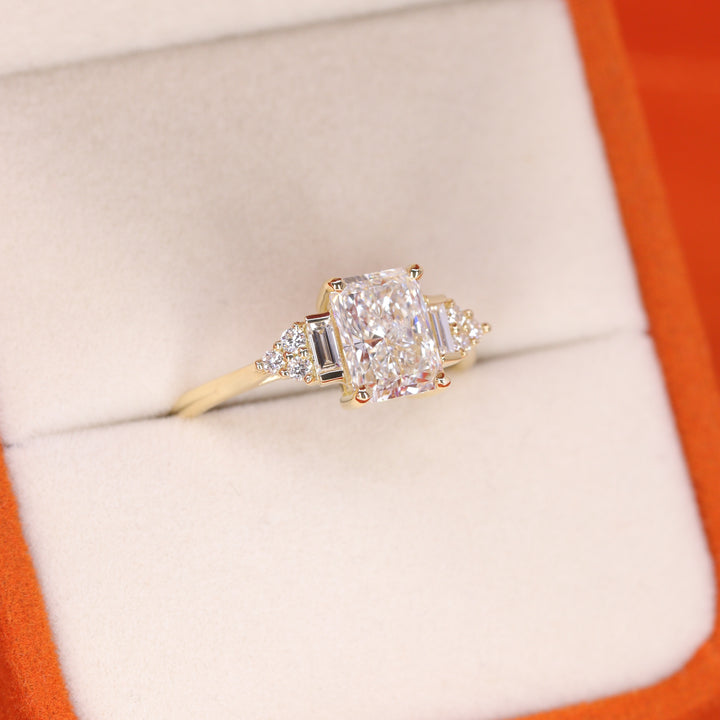 Arden - Radiant Cut Lab Grown Diamond Art Deco Engagement Ring - Ready-to-Wear Engagement Rings - Ready-to-Ship
