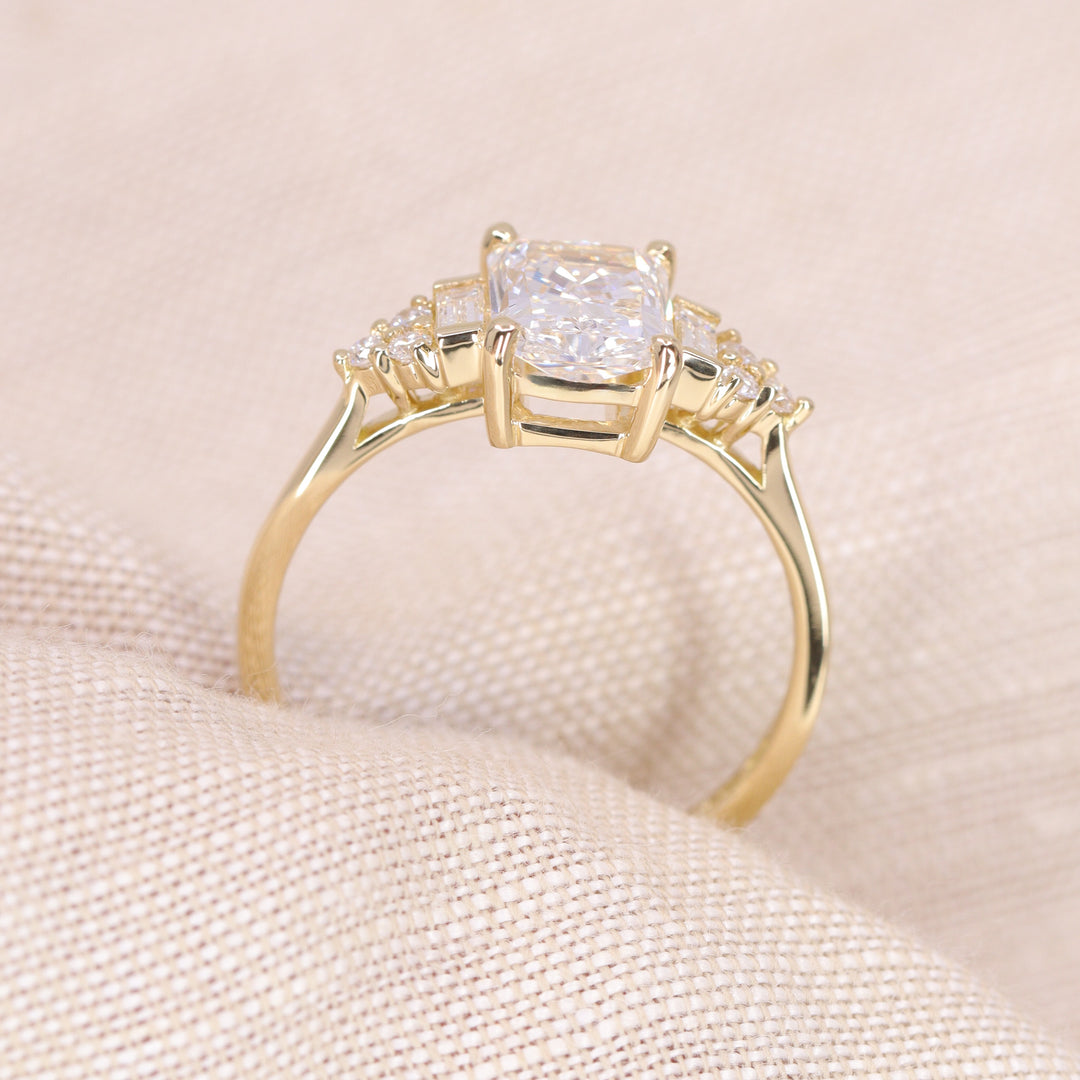 Arden - Radiant Cut Lab Grown Diamond Art Deco Engagement Ring - Ready-to-Wear Engagement Rings - Ready-to-Ship