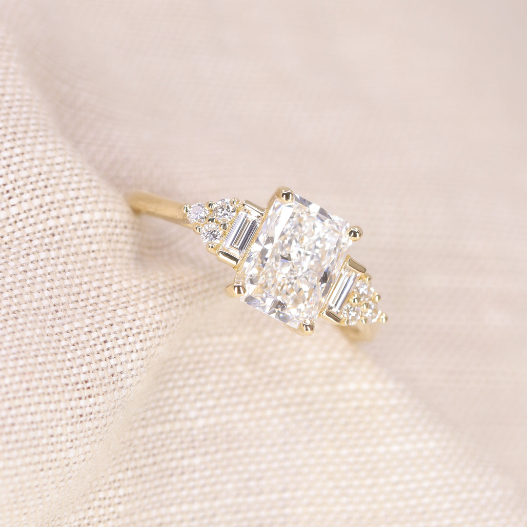 Arden - Radiant Cut Lab Grown Diamond Art Deco Engagement Ring - Ready-to-Wear Engagement Rings - Ready-to-Ship