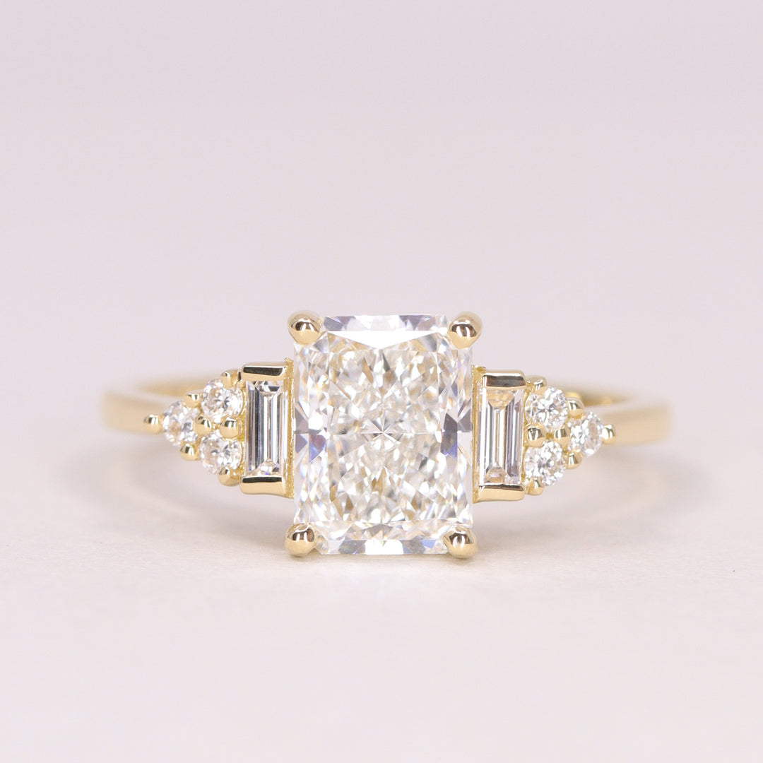 Arden - Radiant Cut Lab Grown Diamond Art Deco Engagement Ring - Ready-to-Wear Engagement Rings - Ready-to-Ship