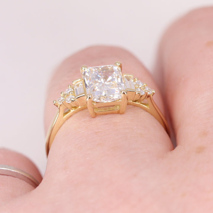 Arden - Radiant Cut Lab Grown Diamond Art Deco Engagement Ring - Ready-to-Wear Engagement Rings - Ready-to-Ship