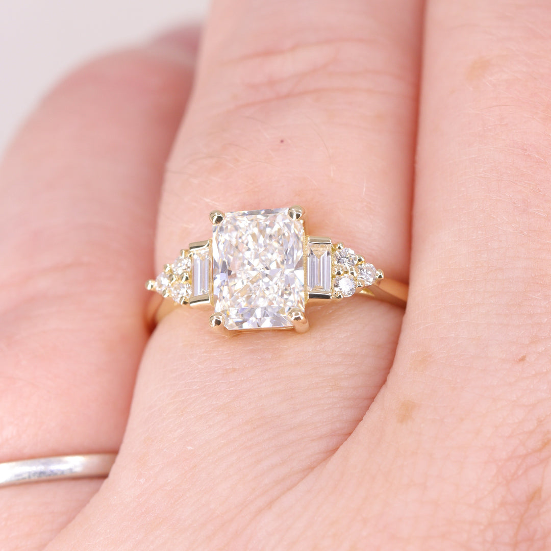 Arden - Radiant Cut Lab Grown Diamond Art Deco Engagement Ring - Ready-to-Wear Engagement Rings - Ready-to-Ship