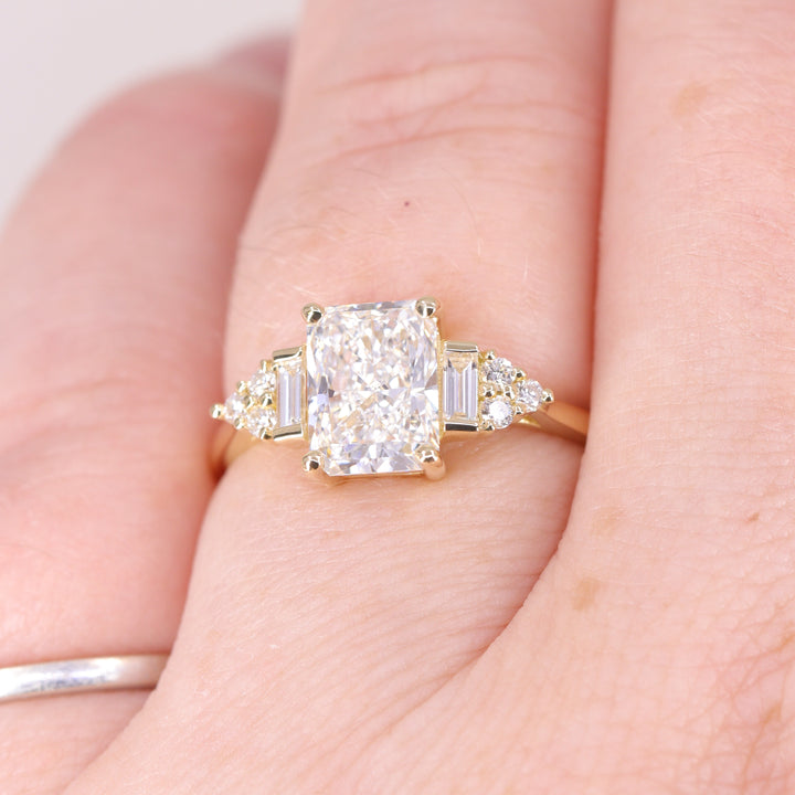 Arden - Radiant Cut Lab Grown Diamond Art Deco Engagement Ring - Ready-to-Wear Engagement Rings - Ready-to-Ship