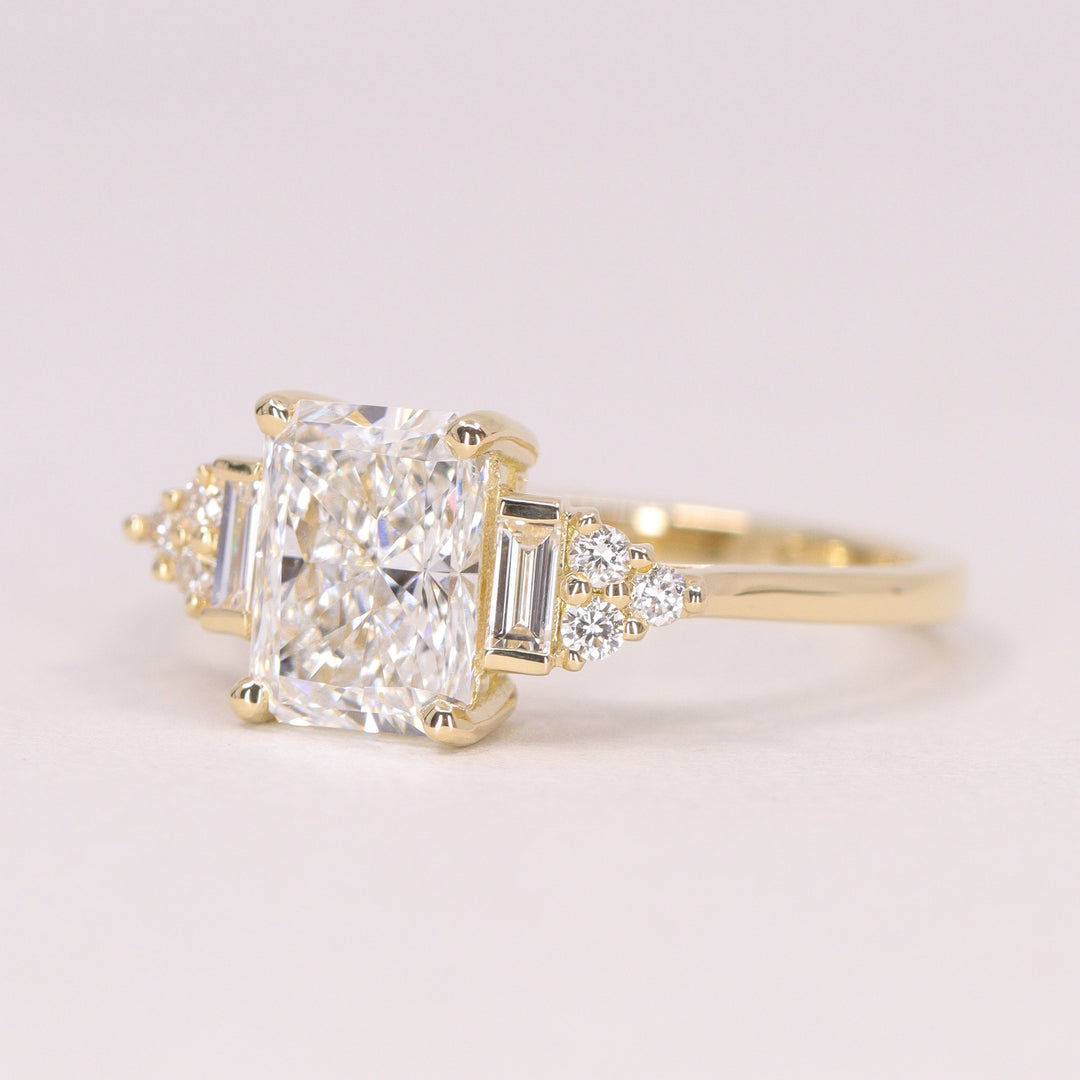 Arden - Radiant Cut Lab Grown Diamond Art Deco Engagement Ring - Ready-to-Wear Engagement Rings - Ready-to-Ship
