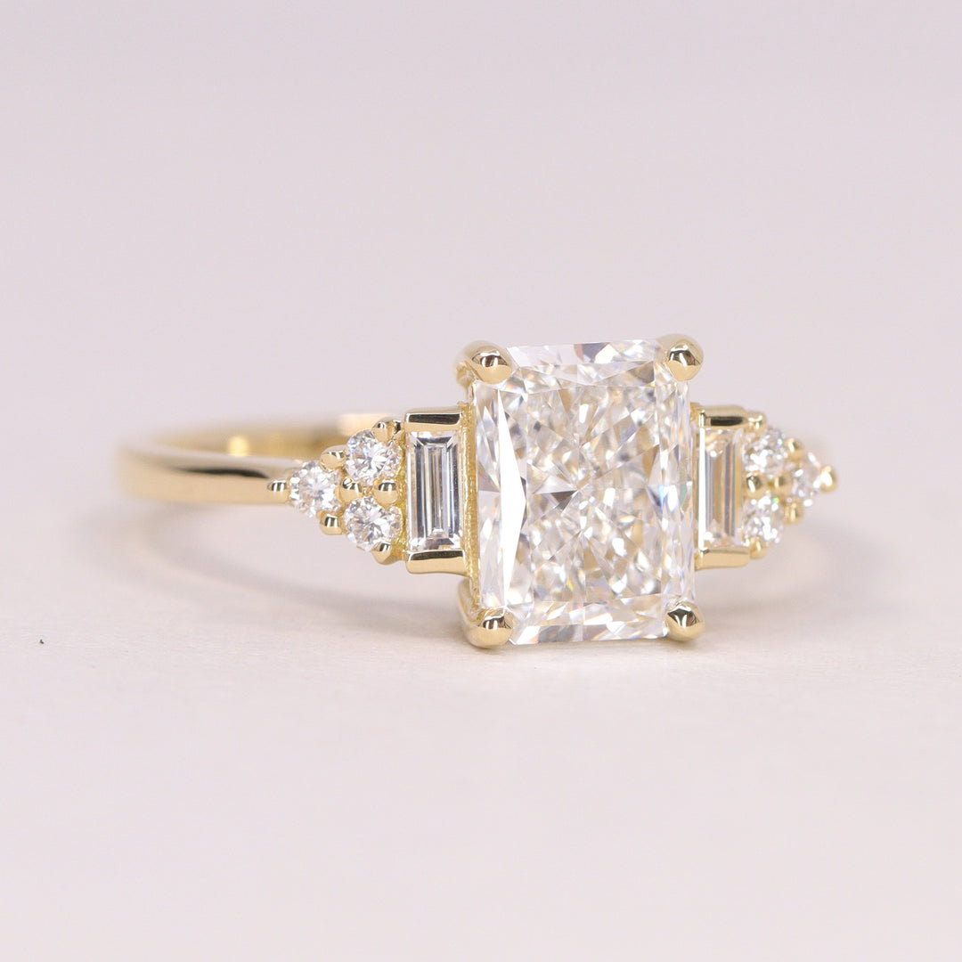 Arden - Radiant Cut Lab Grown Diamond Art Deco Engagement Ring - Ready-to-Wear Engagement Rings - Ready-to-Ship