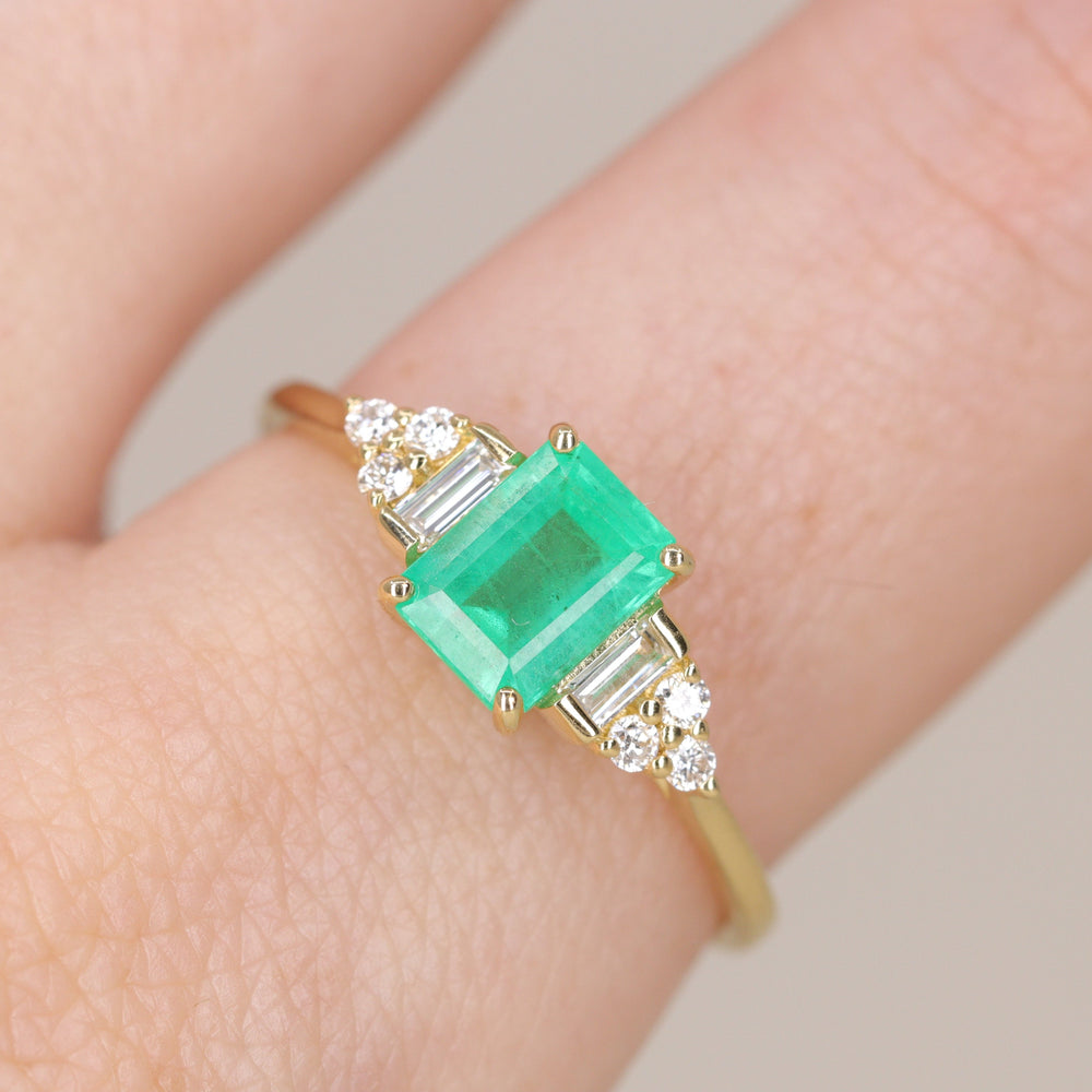 Arden - Octagon Cut Emerald Art Deco Engagement Ring Engagement Rings - Price On Application