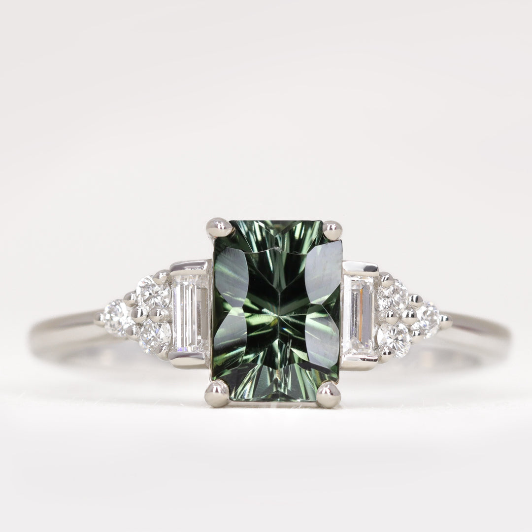 Arden - Optix Octagon Cut Green Tourmaline Art Deco Engagement Ring Engagement Rings - Made-to-Order