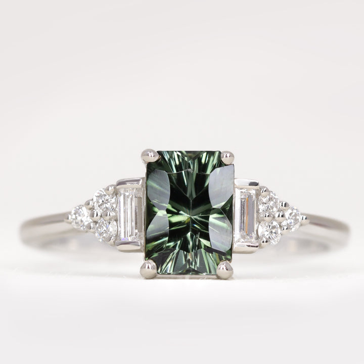 Arden - Optix Octagon Cut Green Tourmaline Art Deco Engagement Ring Engagement Rings - Made-to-Order