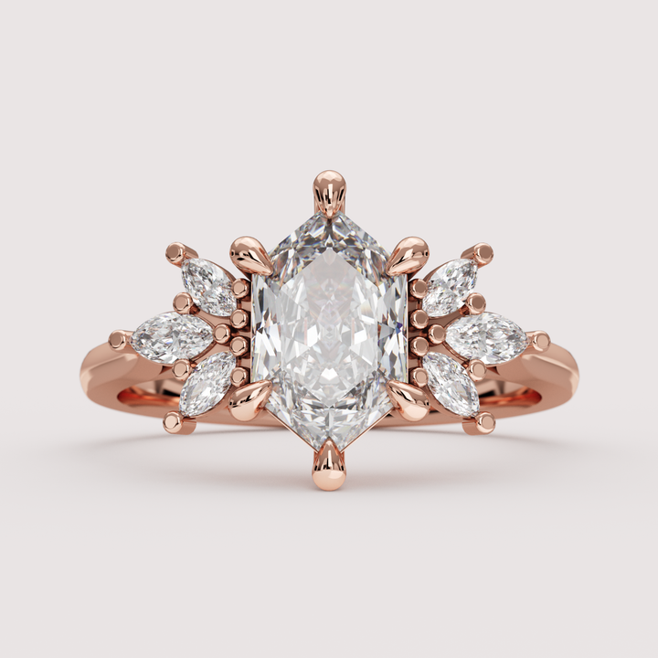 Astrid - Dutch Marquise Hexagon Lab Grown Diamond Floral Cluster Custom Engagement Ring Engagement Rings - Price On Application