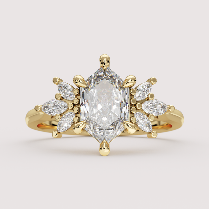 Astrid - Dutch Marquise Hexagon Lab Grown Diamond Floral Cluster Custom Engagement Ring Engagement Rings - Price On Application