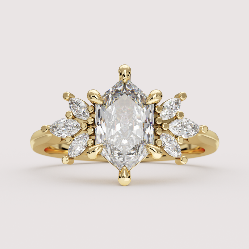 Astrid - Dutch Marquise Hexagon Lab Grown Diamond Floral Cluster Custom Engagement Ring Engagement Rings - Price On Application