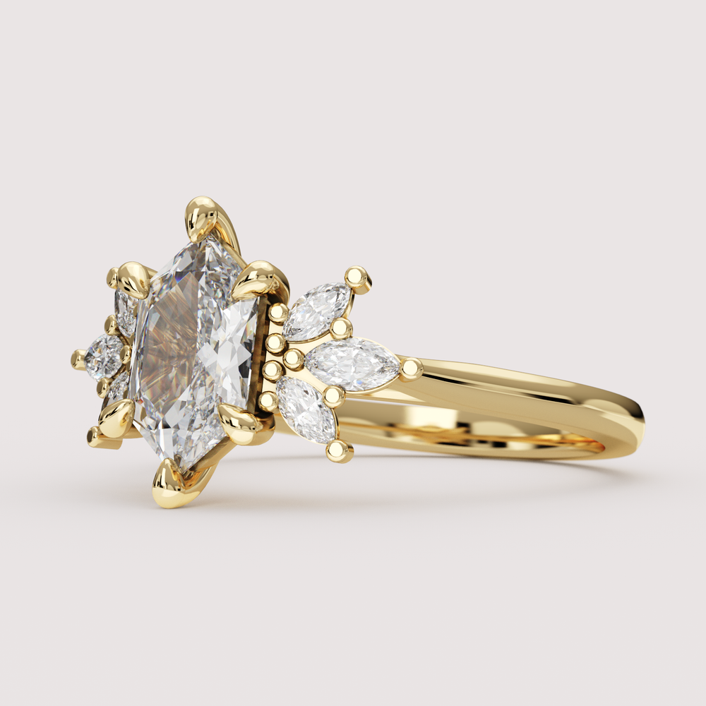 Astrid - Dutch Marquise Hexagon Lab Grown Diamond Floral Cluster Custom Engagement Ring Engagement Rings - Price On Application